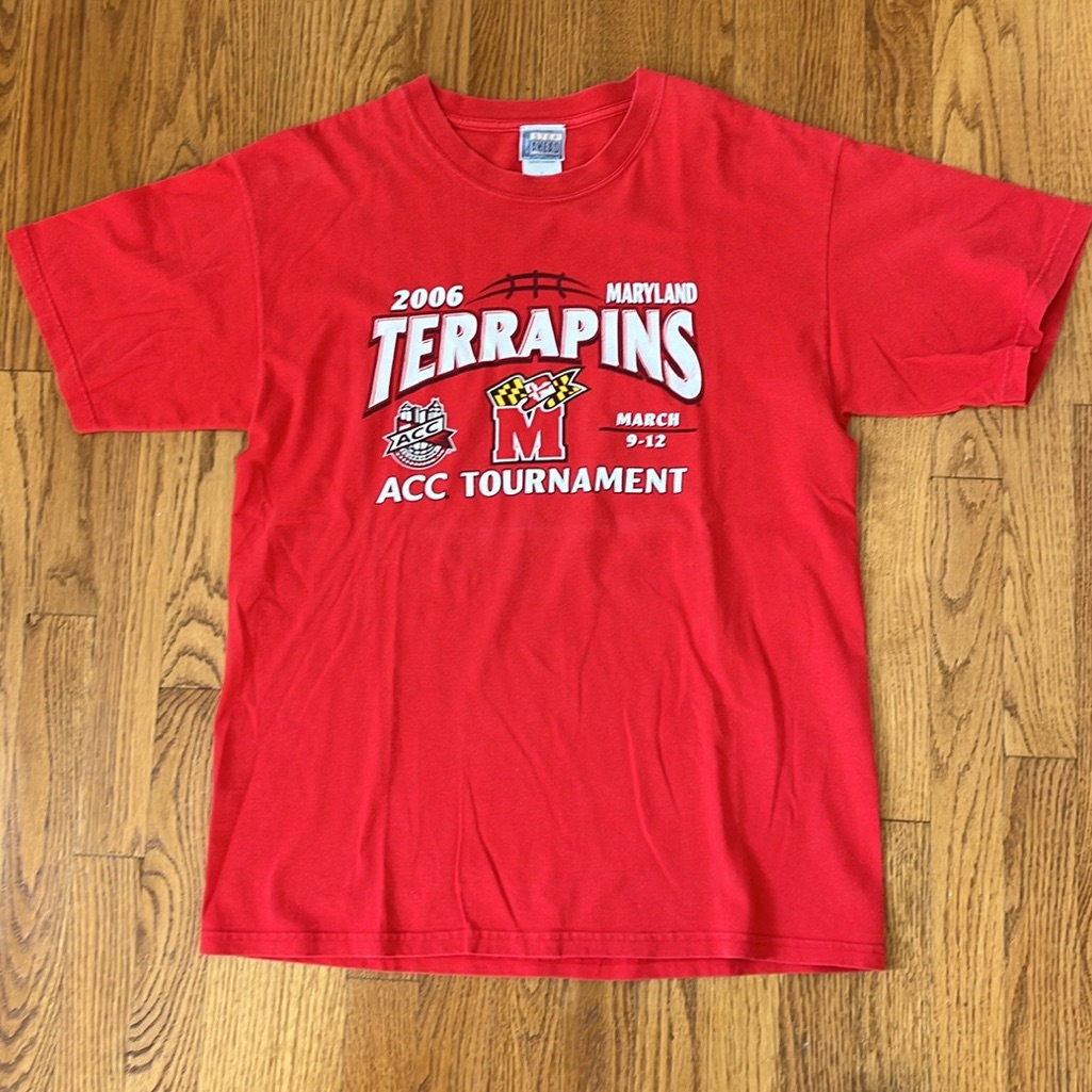 Vtg Maryland Md Terrapins Terps TShirt 2006 Acc Basketball Tournament Size L